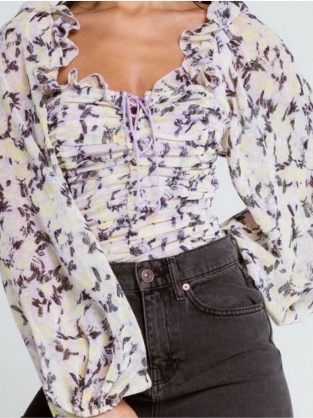 Free People Mabel printed lilac blouse